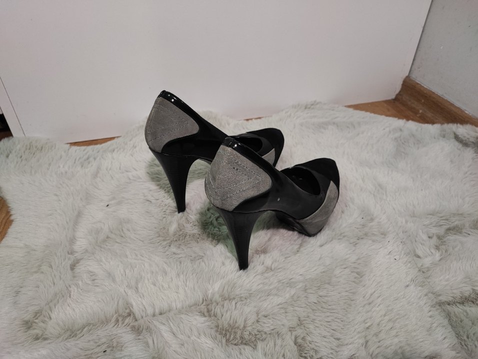Siyah Gri Platform Topuklu Ayakkabı - Görsel 4