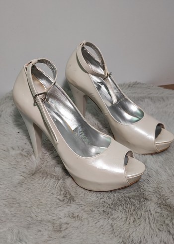 İnci Beyazı Platform Topuklu Ayakkabı - Görsel 2