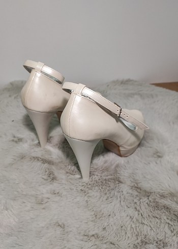 İnci Beyazı Platform Topuklu Ayakkabı - Görsel 4