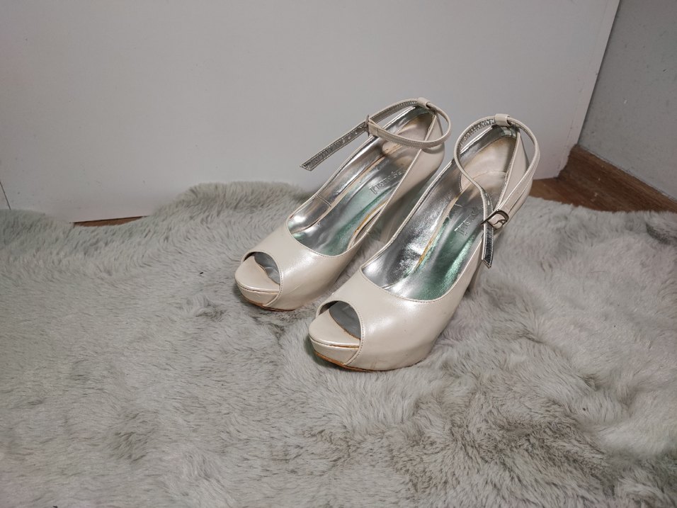 İnci Beyazı Platform Topuklu Ayakkabı - Görsel 3