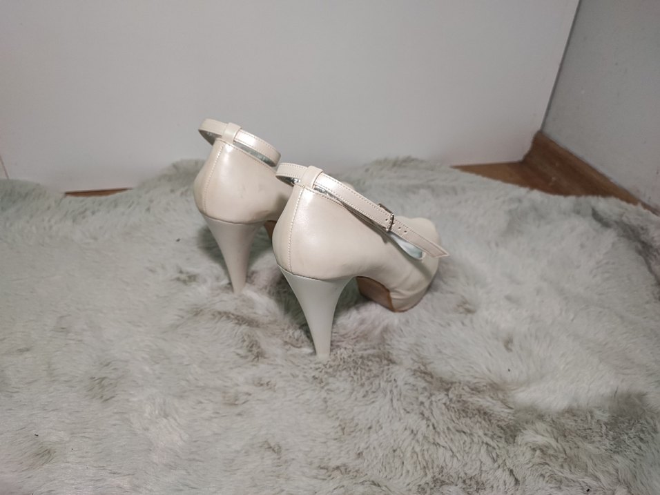 İnci Beyazı Platform Topuklu Ayakkabı - Görsel 4