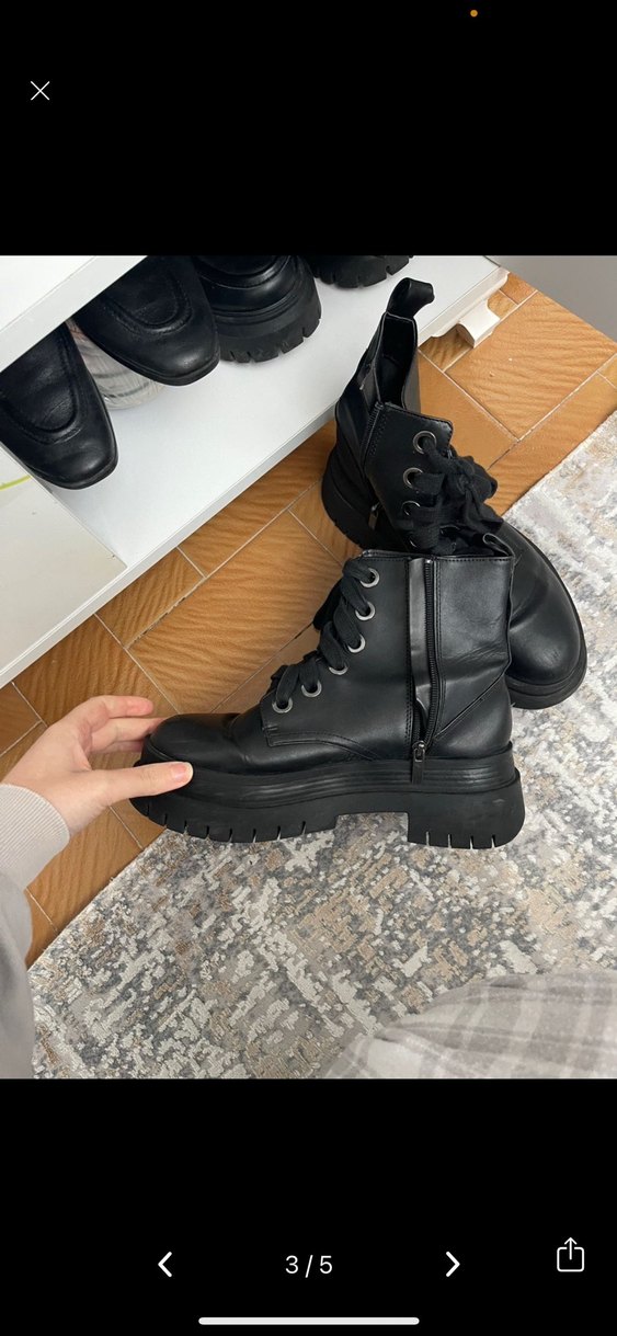 Zincir Detaylı Siyah Deri Platform Bot - Görsel 3