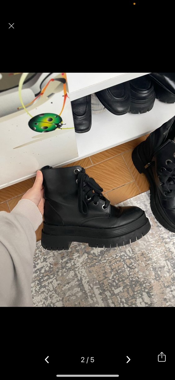 Zincir Detaylı Siyah Deri Platform Bot - Görsel 2