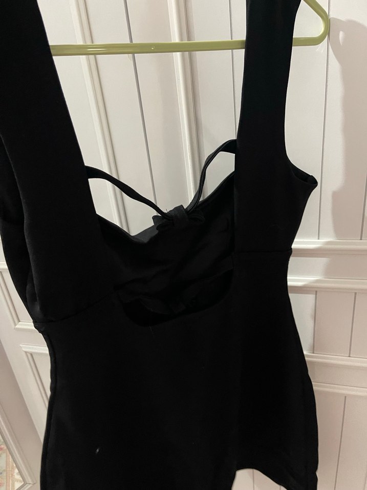 Siyah V Yaka Midi Gotik Elbise - Görsel 2