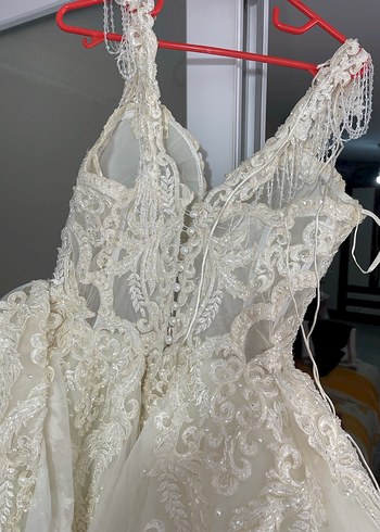 Beyaz Straplez Vintage Prenses Gelinlik - Görsel 7