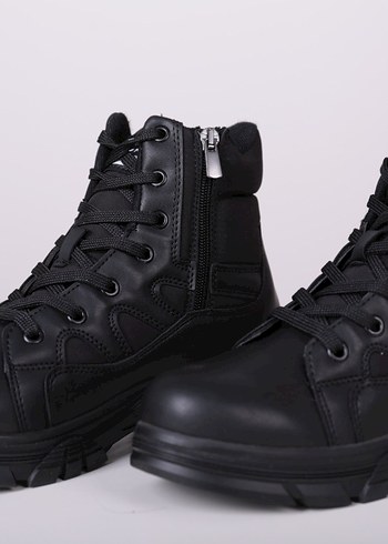 Orjinal Ürün Siyah Desenli Bağcıklı fermuarlı Kadın Bot - Görsel 4