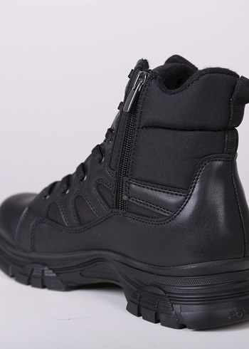 Orjinal Ürün Siyah Desenli Bağcıklı fermuarlı Kadın Bot - Görsel 3