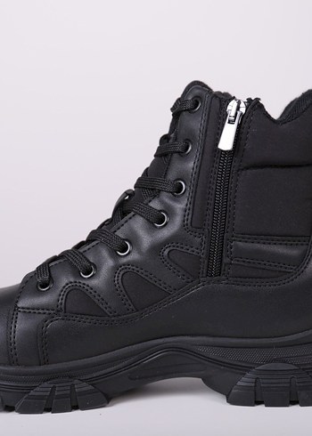 Orjinal Ürün Siyah Desenli Bağcıklı fermuarlı Kadın Bot - Görsel 2