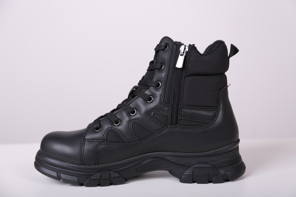 Orjinal Ürün Siyah Desenli Bağcıklı fermuarlı Kadın Bot - Görsel 2