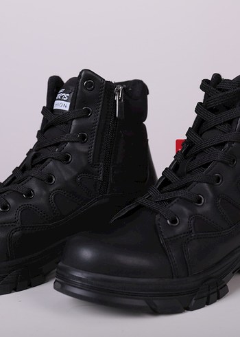 Siyah  Desenli Kadın Bağcıklı Bot - Görsel 4