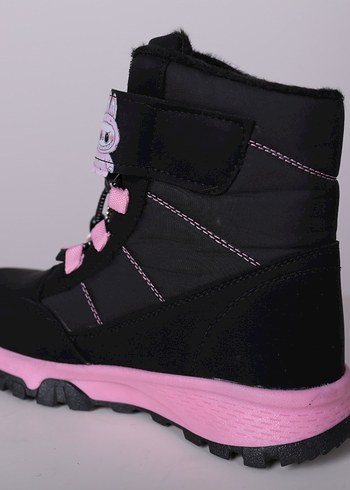 Kız Çocuk siyah Pembe Baskılı Cırtlı Bot - Görsel 3