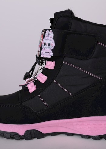 Kız Çocuk siyah Pembe Baskılı Cırtlı Bot - Görsel 2