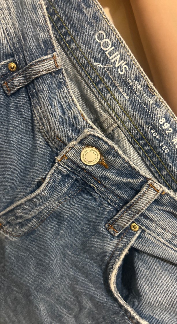 Kadın Mavi Yırtık Bol Kesim Denim Pantolon - Görsel 2