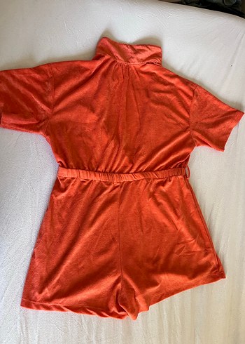 Kadın Turuncu Kısa Süet Tulum - Görsel 3