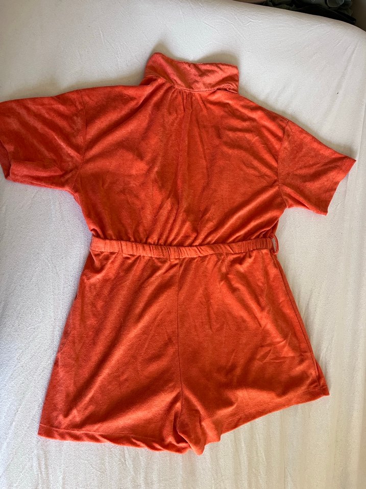 Kadın Turuncu Kısa Süet Tulum - Görsel 3