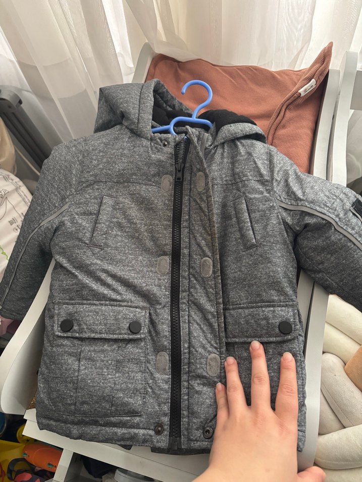 Düğmeli Gri Erkek Çocuk Mont - Görsel 4