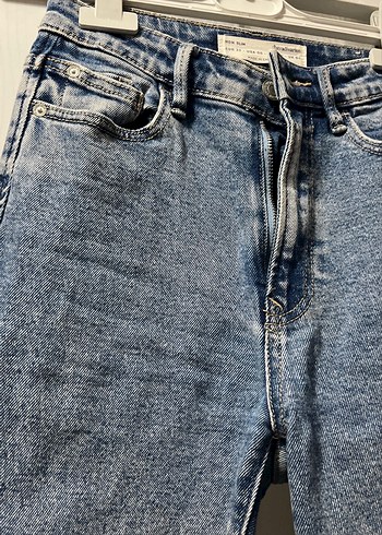 Kadın Mavi Midi Boy Dar Kesim Denim Jean - Görsel 5