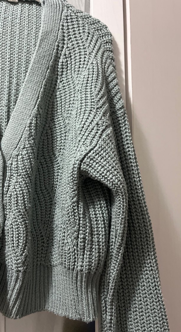 Bohem Gri Kadın Triko Hırka - Görsel 3