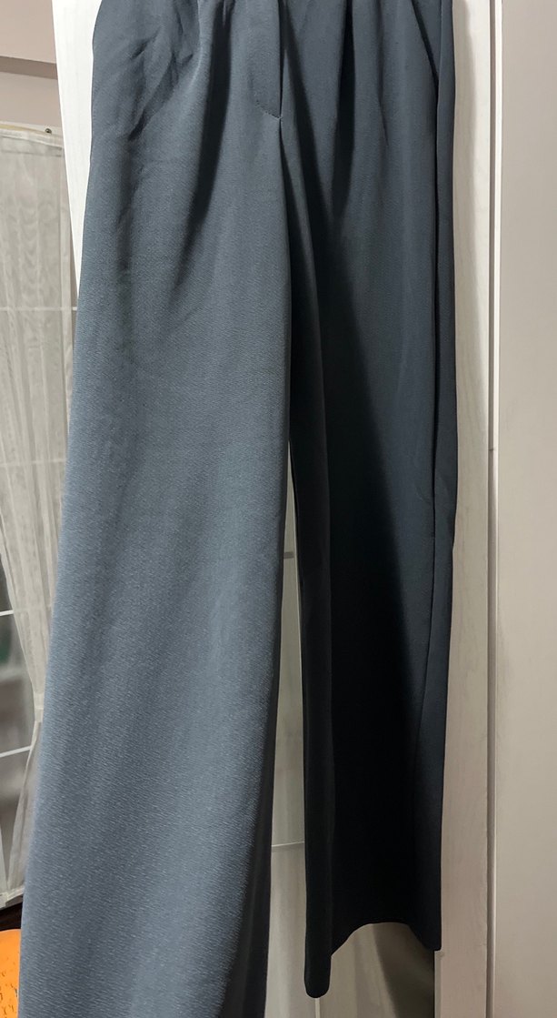 Gri Pilili Midi Kadın Kumaş Pantolon - Görsel 2