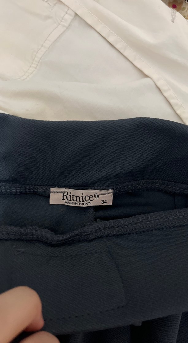 Gri Pilili Midi Kadın Kumaş Pantolon - Görsel 5