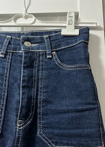 Kadın Lacivert Fitted Midi Denim Jean - Görsel 4