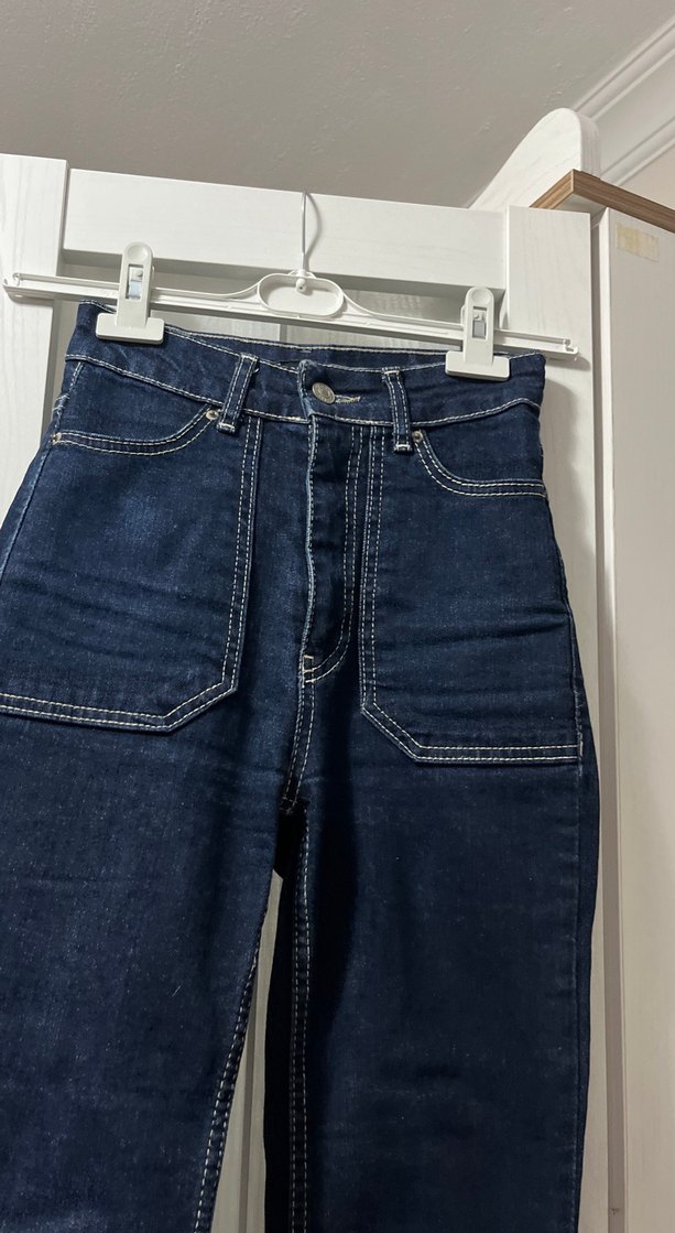 Kadın Lacivert Fitted Midi Denim Jean - Görsel 2