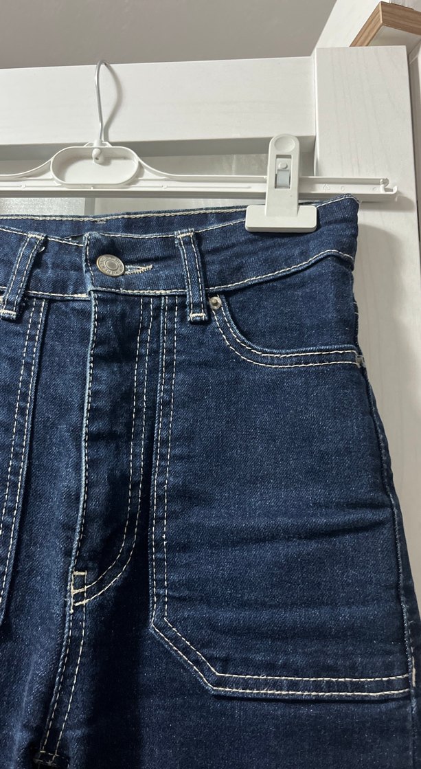 Kadın Lacivert Fitted Midi Denim Jean - Görsel 4