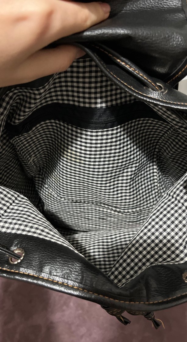 Siyah Deri Punk Sırt Çantası - Görsel 5