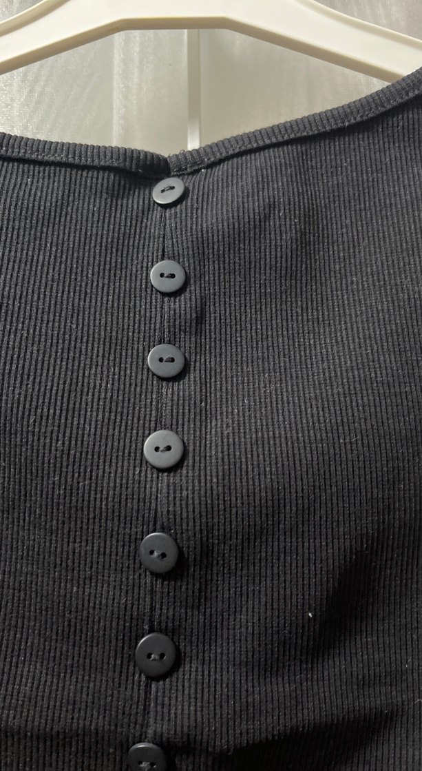 Düğmeli Siyah Kadın Midi Yelek - Görsel 2