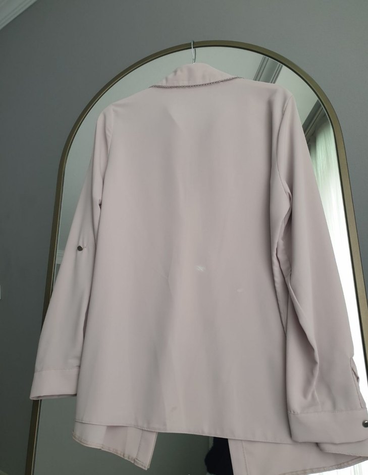 Düğmeli Gri Saten Kadın Gömlek - Görsel 5