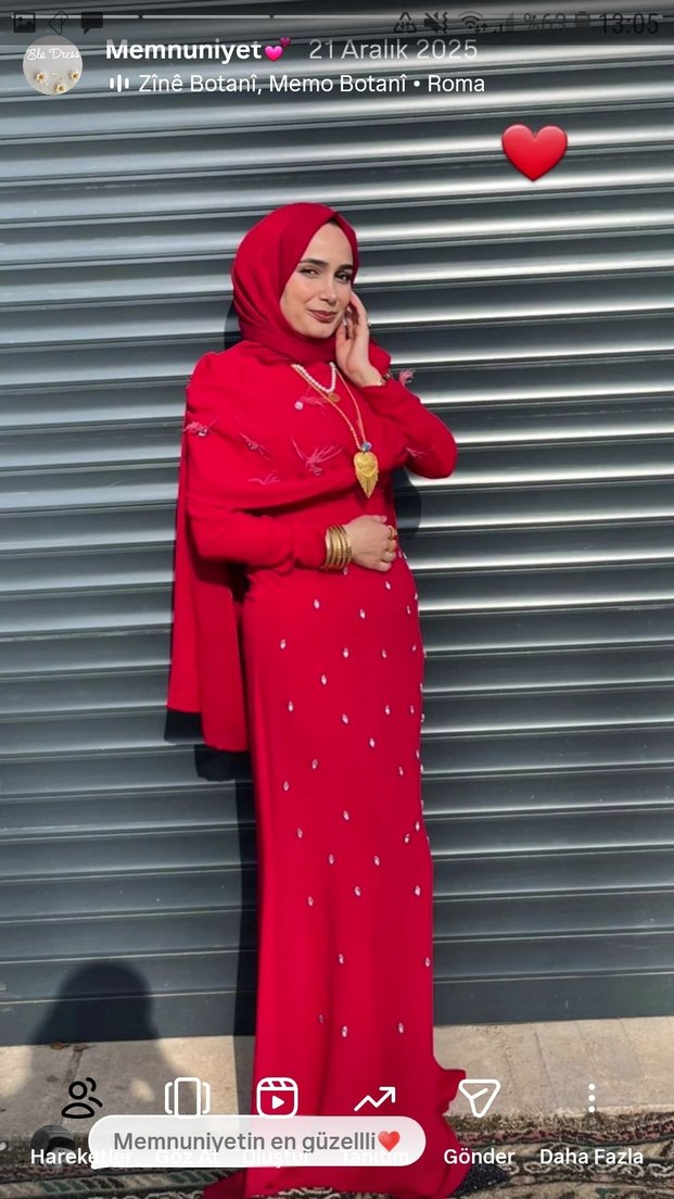 Bordo İşlemeli Uzun Kollu Tesettür Abiye - Görsel 5