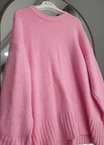 Pembe Oversize Triko Kadın Kazak - Görsel 2