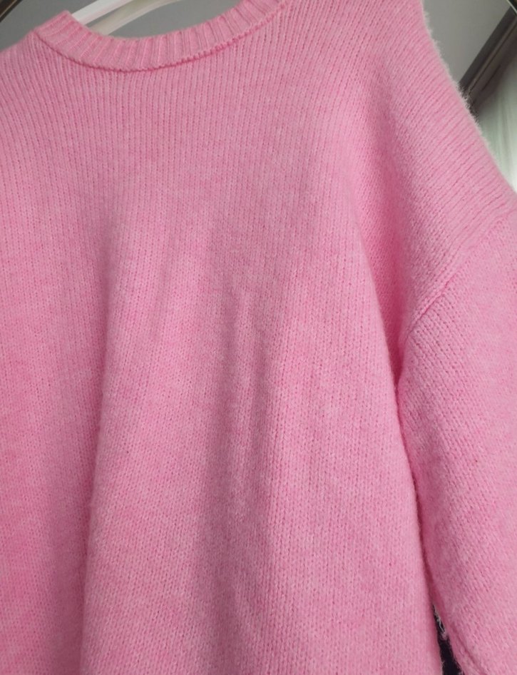 Pembe Oversize Triko Kadın Kazak - Görsel 4