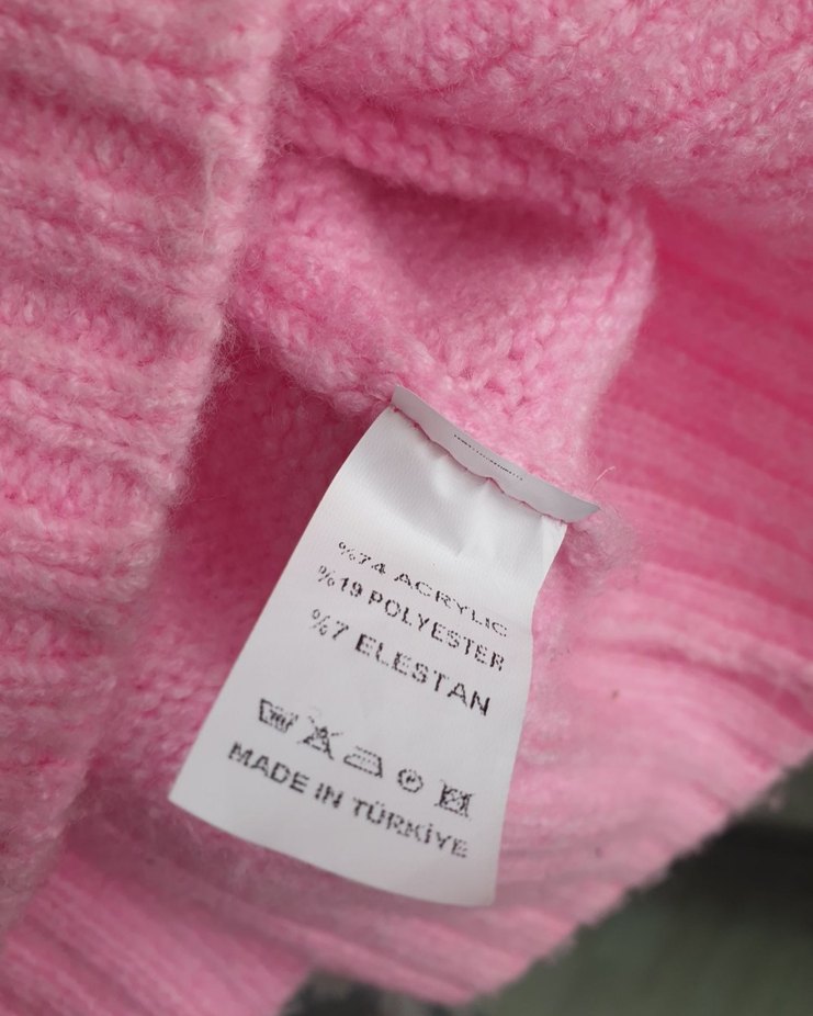 Pembe Oversize Triko Kadın Kazak - Görsel 3