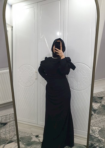 Siyah Drapeli Gotik Midi Elbise - Görsel 2