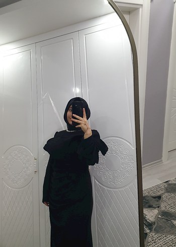 Siyah Drapeli Gotik Midi Elbise - Görsel 4