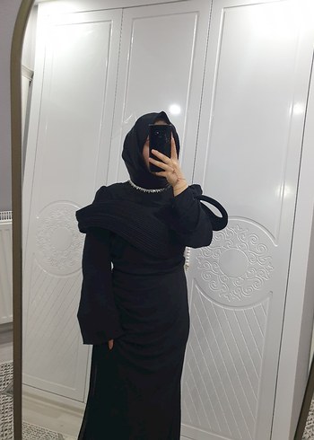 Siyah Drapeli Gotik Midi Elbise - Görsel 3