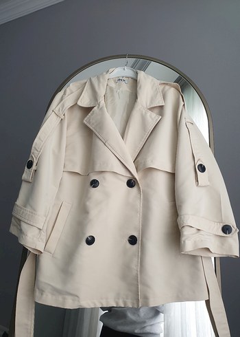 Bej Düğmeli Midi Kadın Trençkot - Görsel 2