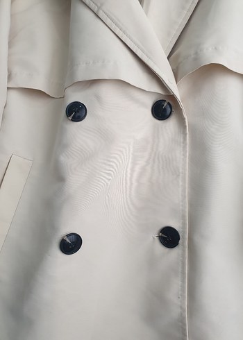 Bej Düğmeli Midi Kadın Trençkot - Görsel 6