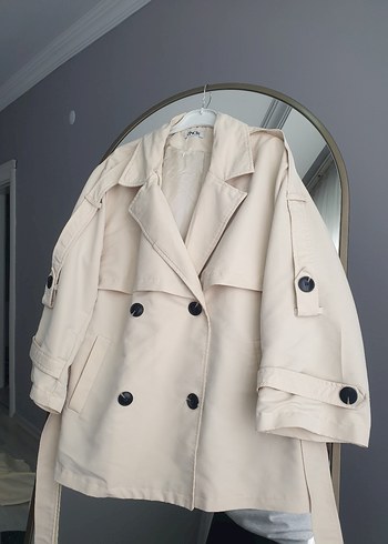 Bej Düğmeli Midi Kadın Trençkot - Görsel 3