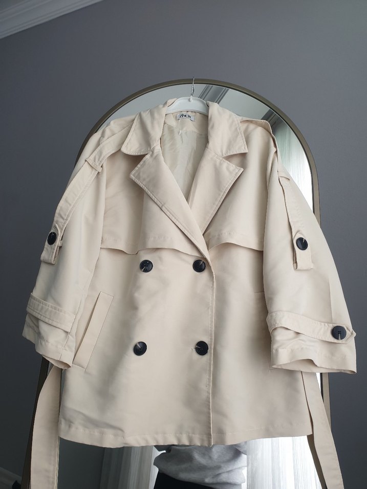 Bej Düğmeli Midi Kadın Trençkot - Görsel 2