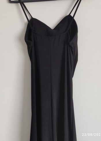 Siyah Nakışlı Uzun Straplez Gotik Elbise - Görsel 3