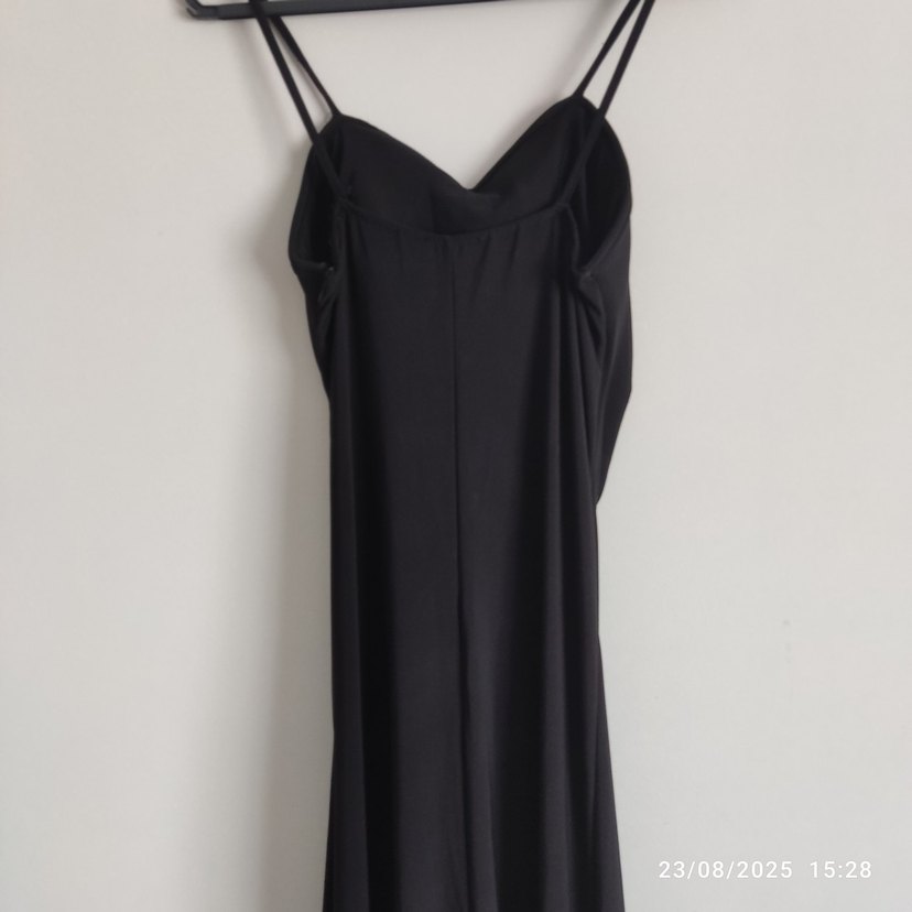 Siyah Nakışlı Uzun Straplez Gotik Elbise - Görsel 3