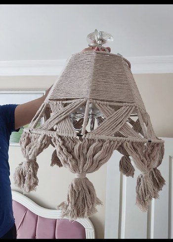 Bej Makrome Abajur - Görsel 3