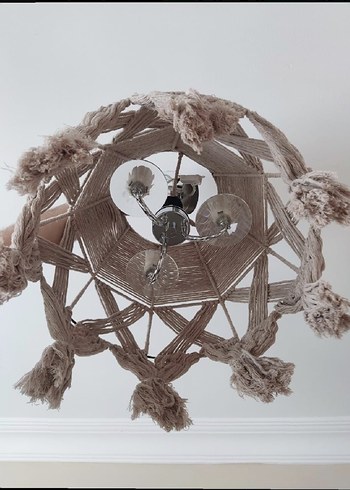 Bej Makrome Abajur - Görsel 4