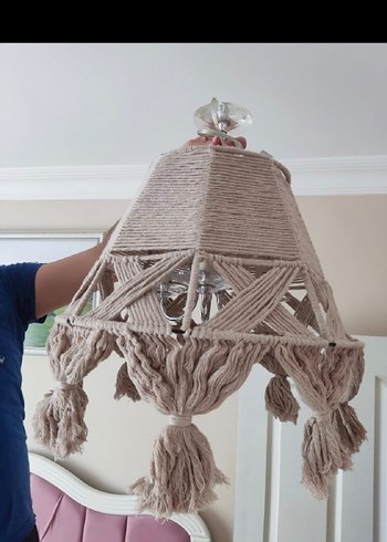 Bej Makrome Abajur - Görsel 2