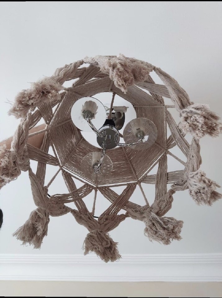 Bej Makrome Abajur - Görsel 4