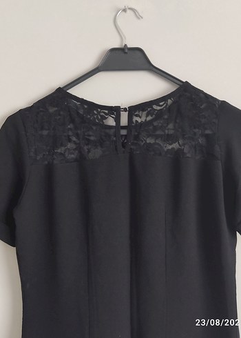 Kısa Kollu Siyah Midi Elbise - Görsel 2