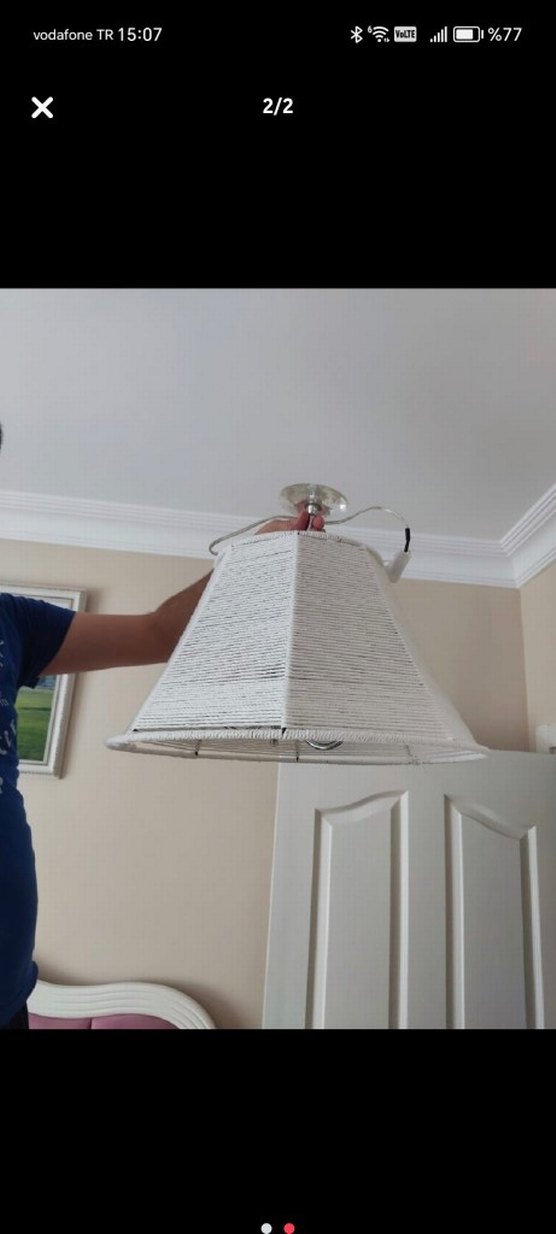 Beyaz İpli Tavan Lambası - Görsel 2