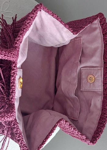 Bordo Örgü Kadın El Çantası - Görsel 3